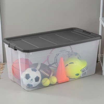 Sterilite Storage System Solution With 200 Quart Clear Stackable Storage Box Organization Containers With Grey Latching Lid 4 Sterilite Storage System Solution With 200 Quart Clear Stackable Storage Box Organization Containers With Grey Latching Lid - Image 4