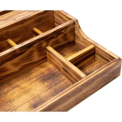 Mind Reader Nightstand Valet Tray, Phone Watch Holder, Bedroom Desk Organizer, Cosmetic Accessory Storage, Jewelry Box With 7 Compartments, Burnt Wood, Brown -IRIS Storage Deals Store GUEST b069e93a 0fe7 48ce 94ec 0b659f57a2be