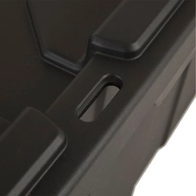 Sterilite 27-Gallon Large Stackable Rugged Storage Tote Container With Red Latching Clip Lid For Garage, Attic, Worksite, Or Camping, Black 4 Sterilite 27-Gallon Large Stackable Rugged Storage Tote Container With Red Latching Clip Lid For Garage, Attic, Worksite, Or Camping, Black - Image 4