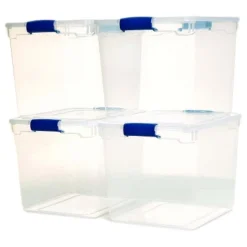 Homz Heavy Duty Modular Clear Plastic Stackable Storage Tote Containers With Latching And Locking Lids, 31 Quart Capacity, 12 Pack