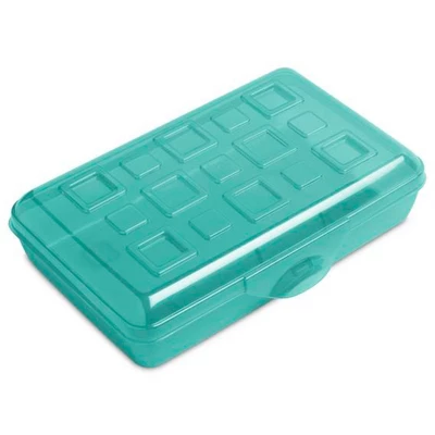 Sterilite Small Translucent Plastic Pencil Box Case With Lid For School & Office Supplies Pen Holders, Molokai Blue Tint (24 Pack) 1 Sterilite Small Translucent Plastic Pencil Box Case With Lid For School & Office Supplies Pen Holders, Molokai Blue Tint (24 Pack)