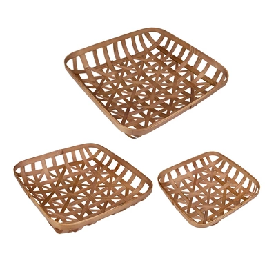 Northlight Set Of 3 Brown Square Lattice Tobacco Table Top Baskets 3 Northlight Set Of 3 Brown Square Lattice Tobacco Table Top Baskets - Image 3