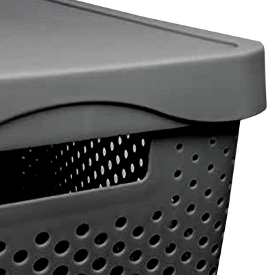 HANAMYA 11 Liter Stackable Lidded Storage Container Multipurpose Bins With Handles For Home And Office Organization, Gray (Set Of 6) 3 HANAMYA 11 Liter Stackable Lidded Storage Container Multipurpose Bins With Handles For Home And Office Organization, Gray (Set Of 6) - Image 3