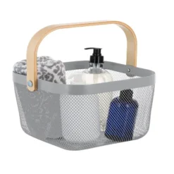 Simplify Mesh Tote With Bamboo Handle Gray -IRIS Storage Deals Store GUEST b5db4c4c e636 48b6 a4df 7a8e2457007d