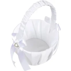 Juvale White Flower Girl Basket For Wedding Reception Rose Petals, Cute Satin Bowknot With Pearl Design (8.7 X 5.2 X 4.2 In) 10 Juvale White Flower Girl Basket For Wedding Reception Rose Petals, Cute Satin Bowknot With Pearl Design (8.7 X 5.2 X 4.2 In) -IRIS Storage Deals Store GUEST b5dbca3f 60b1 4af0 820c 4b499379fc96