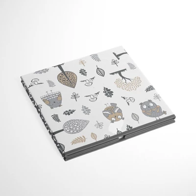 Bacati - Owls Gray/Beige Neutral Cotton Storage Box Small 2 Bacati - Owls Gray/Beige Neutral Cotton Storage Box Small - Image 2