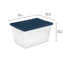 Sterilite Stackable 56 Quart Clear Home Storage Box With Handles And Marine Blue Lid For Efficient, Space Saving Storage And Organization (32 Pack) -IRIS Storage Deals Store GUEST b63b3e5e 305b 4b1a a47b 2316e4933500 2
