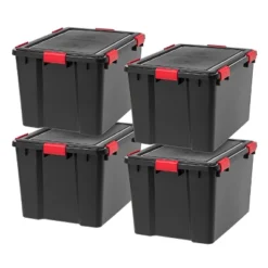 IRIS USA WeatherPro™ Bin Tote Organizing Container, Black/Red -IRIS Storage Deals Store GUEST b73ebb07 cefa 49dc 8e63 13ae5519813a