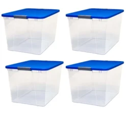 Homz 64 Quart Secured Seal Latch Extra Large Single Clear Stackable Storage Container Tote, Garage, Or Basement