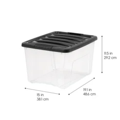 IRIS USA Plastic Storage Tote, Clear/Black