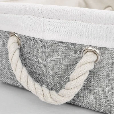 Unique Bargains Square Cotton Linen Fabric Towel Basket Decorative Storage Bins 1 Pc 2 Unique Bargains Square Cotton Linen Fabric Towel Basket Decorative Storage Bins 1 Pc - Image 2