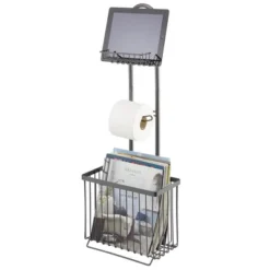 MDesign Metal Free Standing Toilet Paper Stand/Dispenser, Holds Tablet -IRIS Storage Deals Store GUEST b817ea5d d804 41fd 915c c2fe0f2710b5