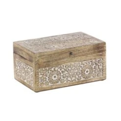 Set Of 3 Mango Wood Carved Floral Boxes - Olivia & May -IRIS Storage Deals Store GUEST b89104e5 3d6c 4dc8 a5f5 eaf2e2e5a4ed