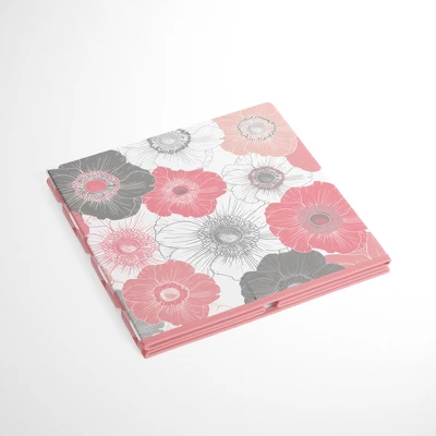 Bacati - Watercolor Floral Coral/Gray Fabric Storage Box/Tote Small 3 Bacati - Watercolor Floral Coral/Gray Fabric Storage Box/Tote Small - Image 3