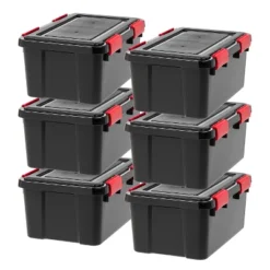 IRIS USA WeatherPro™ Bin Tote Organizing Container, Black/Red -IRIS Storage Deals Store GUEST b9c53e40 2df6 4a26 82a8 9dccc602daa3