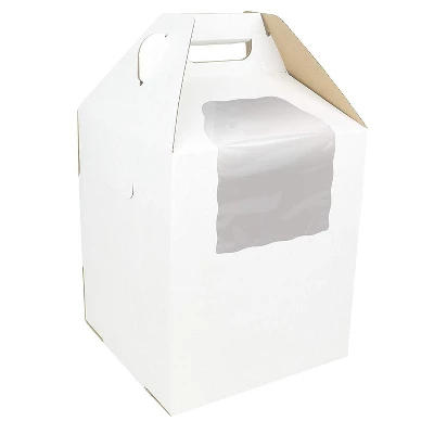 O'Creme Tall White/Kraft Cake-Carrier Box 10 Inch X 10 Inch X 12 Inch High With Window - Pack Of 10 1 O'Creme Tall White/Kraft Cake-Carrier Box 10 Inch X 10 Inch X 12 Inch High With Window - Pack Of 10