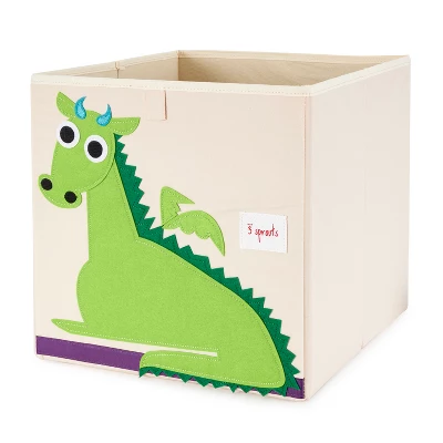 3 Sprouts Kids Childrens 13 Inch Square Felt Green Dragon Foldable Storage Cube Bin With Polka Dot Sheep Fabric Storage Cube Bin 2 3 Sprouts Kids Childrens 13 Inch Square Felt Green Dragon Foldable Storage Cube Bin With Polka Dot Sheep Fabric Storage Cube Bin - Image 2