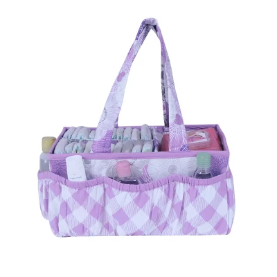 Bacati - Watercolor Floral Purple/Gray Storage Caddy 3 Bacati - Watercolor Floral Purple/Gray Storage Caddy - Image 3