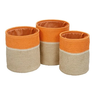 Honey-Can-Do Set Of 3 Paper Straw Baskets Sherbet And White 2 Honey-Can-Do Set Of 3 Paper Straw Baskets Sherbet And White - Image 2