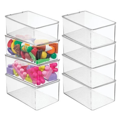 MDesign Plastic Stackable Toy Storage Bin Box With Lid, 8 Pack - Clear 12 MDesign Plastic Stackable Toy Storage Bin Box With Lid, 8 Pack - Clear - Image 12