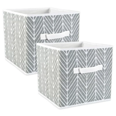Set Of 4 11" X 11" X 11" Nonwoven Polyester Herringbone Square Storage Cube Gray - Design Imports 3 Set Of 4 11" X 11" X 11" Nonwoven Polyester Herringbone Square Storage Cube Gray - Design Imports - Image 3