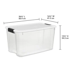 Sterilite 70 Quart Clear Plastic Stackable Storage Container Bin Box Tote With White Latching Lid Organizing Solution For Home & Classroom