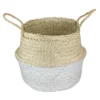 Northlight 13" Beige And Silver Seagrass Belly Wicker Basket With Handles