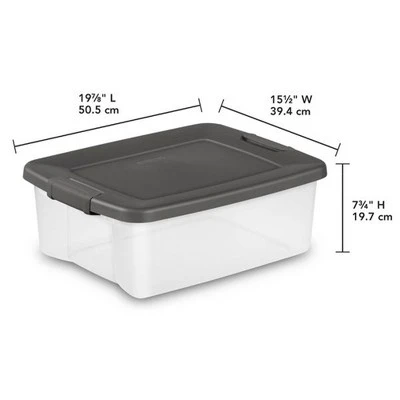 Sterilite 25 Qt ShelfTote Gray Lid Clear Base W/Gray Latches 3 Sterilite 25 Qt ShelfTote Gray Lid Clear Base W/Gray Latches - Image 3
