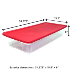 Homz 3421CLRDDC.02 Large 41 Quart Clear Plastic Under Bed Stackable Holiday Storage Container With Red Snap Lock Lid, 2 Pack -IRIS Storage Deals Store GUEST bc693e2f 5403 431f 8124 83aa9ebd1487