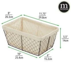 MDesign Medium Chicken Wire Storage Basket, Fabric Liner, 8 Pack, Bronze/Natural 9 MDesign Medium Chicken Wire Storage Basket, Fabric Liner, 8 Pack, Bronze/Natural -IRIS Storage Deals Store GUEST bcded672 04e8 4284 9ce9 9793de3dc6ed