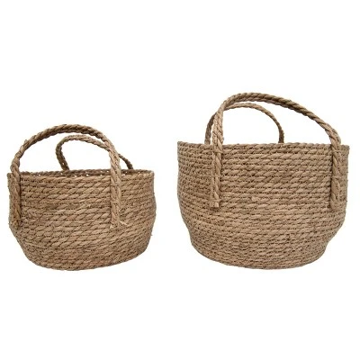 Set Of 2 Natural Woven Natural Seagrass Basket - Foreside Home & Garden 3 Set Of 2 Natural Woven Natural Seagrass Basket - Foreside Home & Garden - Image 3