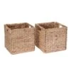 Hastings Home 12-Inch Square Handmade Wicker Storage Bin Foldable Basket Made Of Water Hyacinth | Set Of 2