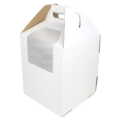 O'Creme Tall White/Kraft Cake-Carrier Box 10 Inch X 10 Inch X 12 Inch High With Window - Pack Of 10 2 O'Creme Tall White/Kraft Cake-Carrier Box 10 Inch X 10 Inch X 12 Inch High With Window - Pack Of 10 - Image 2