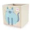 3 Sprouts Large 13 Inch Square Children's Foldable Fabric Storage Cube Organizer Box Soft Toy Bin 2 Piece Bundle With Blue Cat And Yellow Rhino Design