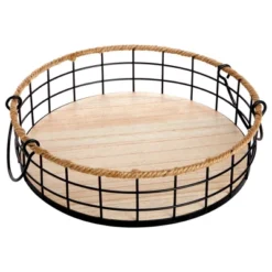 Juvale 2 Pack Round Wooden Wire Basket Trays With Handles, Farmhouse Decor (2 Sizes) -IRIS Storage Deals Store GUEST bff97b89 7805 41c1 b85a 03ba546b28d9