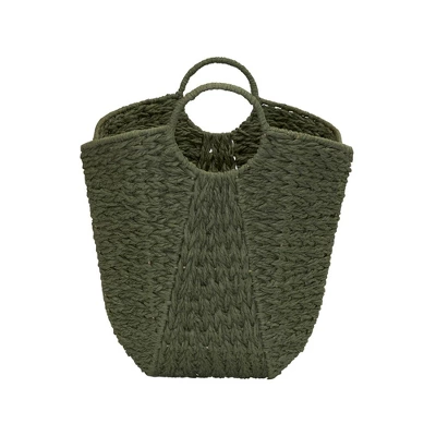 Household Essentials Tall Scoop Basket Paper Rope Olive 4 Household Essentials Tall Scoop Basket Paper Rope Olive - Image 4