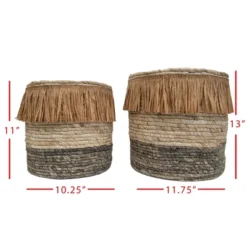Set Of 2 Natural Woven Natural Corn Husk & Faux Raffia Basket - Foreside Home & Garden 12 Set Of 2 Natural Woven Natural Corn Husk & Faux Raffia Basket - Foreside Home & Garden -IRIS Storage Deals Store GUEST c032937b 73cd 4991 85c1 d5ac50217a1d