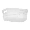 Sterilite 5.25x9.5x13 In Medium Polished Open Scoop Front Storage Bin W/ Comfortable Carry Through Handles For Household Organization, Clear