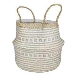 Northlight 17" Beige And White Large Seagrass Belly Basket With Handles 6 Northlight 17" Beige And White Large Seagrass Belly Basket With Handles -IRIS Storage Deals Store GUEST c1f407bb 0c06 4d7b 86a7 624b2b46d6b9