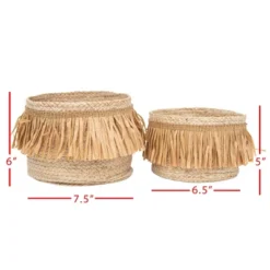 Set Of 2 Natural Woven Natural Seagrass & Faux Raffia Basket - Foreside Home & Garden -IRIS Storage Deals Store GUEST c287be9f 38b3 4178 a6d0 404efdc7b5e4
