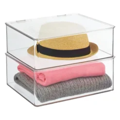 MDesign Stackable Closet Storage Bin Box With Lid, 2 Pack - Clear -IRIS Storage Deals Store GUEST c2d28b74 6b12 46c1 8754 ba6bf5c5c11e