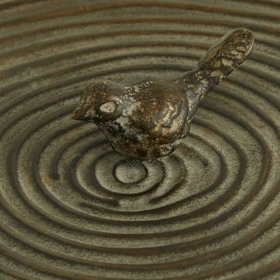 Set Of 2 Round Antique Bronze Metal Boxes With Bird Handled Lid - Olivia & May 3 Set Of 2 Round Antique Bronze Metal Boxes With Bird Handled Lid - Olivia & May - Image 3
