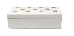Classic Touch White Wooden Decorative Box With Gold Flower Beads -IRIS Storage Deals Store GUEST c32a7065 028e 4341 8cca 2c442840feef