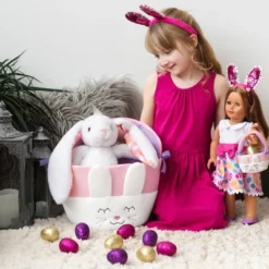 Plush Easter Bunny Baskets For Kids With Handles, White - Plushible -IRIS Storage Deals Store GUEST c36cbbd7 7858 4df4 9255 69efc0538511