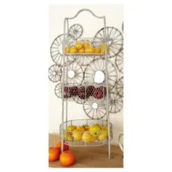 41" 3 Tier Rustic Farmhouse Iron Basket Stand - Olivia & May