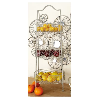 41" 3 Tier Rustic Farmhouse Iron Basket Stand - Olivia & May 1 41" 3 Tier Rustic Farmhouse Iron Basket Stand - Olivia & May
