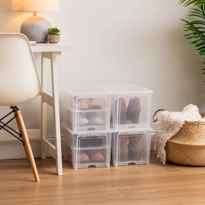 IRIS USA Shoe Storage Box, Stackable And Drop Front, Wide 4 IRIS USA Shoe Storage Box, Stackable And Drop Front, Wide - Image 4