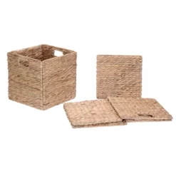 Hastings Home 12-Inch Square Handmade Wicker Storage Bin Foldable Basket Made Of Water Hyacinth | Set Of 2 -IRIS Storage Deals Store GUEST c4469b26 ff34 46ce ba8c 082486bc519e 1