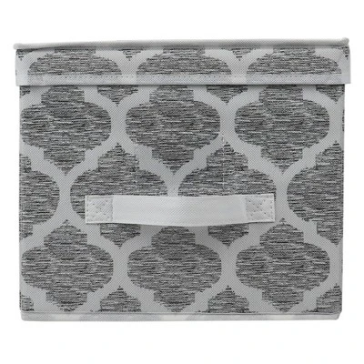 Home Basics Arabesque Large Non-Woven Storage Box With Label Window, Grey 5 Home Basics Arabesque Large Non-Woven Storage Box With Label Window, Grey - Image 5