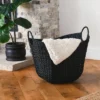 Household Essentials Tall Scoop Basket Paper Rope Black